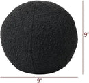 KINWELL Sherpa Swivel Barrel Chair & Round Ball Pillow Set - 34" Wide Modern Boucle Accent Chair with 9” Matching Nordic Decorative Throw Pillow for Living Room and Bedroom(Black) by CozyNest Decor