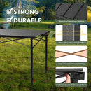 Portable Outdoor Adjustable Height Camping Table, Large for 2-6 Person, Foldable Roll-up Aluminum Camp Table with Carry Bag for Picnic, Camp, Sturdy, Stable, Loads 220 Lbs (Black) by GreenHaven Gardens