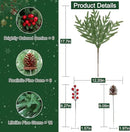 24 Pcs Christmas Norfolk Pine Stems, Realistic DIY Artificial Pine Branches for Christmas Decorations by CozyNest Decor