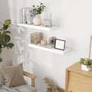Fun Memories White Floating Shelves 32 Inch Long, 9 Inch Deep Floating Bookshelf Wall Mounted, Farmhouse Wood Shelves White for Bathroom, Living Room, Bedroom, Home Decor Deep Shelf for Wall Set of 2 by CozyNest Decor