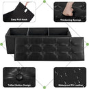 43 Inches Folding Storage Ottoman Bench, PU Leather Storage Chest, Footrest Padded Seat for Bedroom and Hallway, Holds up to 660 lbs, Black by CozyNest Decor