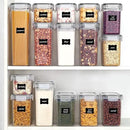 Airtight Food Storage Containers with Lids, Vtopmart 24 pcs Plastic Kitchen and Pantry Organization Canisters for Cereal, Dry Food, Flour and Sugar, BPA Free, Includes 24 Labels，Black by CozyNest Decor
