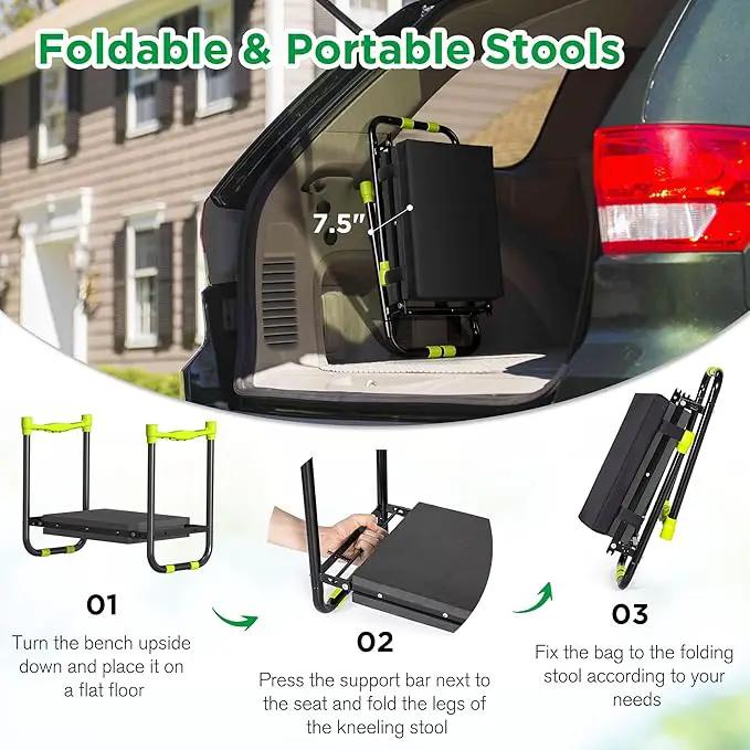 10.8” Wide Garden Kneeler and Seat, Heavy Duty Foldable Gardening Stool with Tool Belt Pouch, Included Thickened Kneeling Pad, Portable Gardening Bench Chair for Seniors & Parents, photo 8 of 8