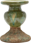 Creative Co-Op 2-Tone Sculptural Terracotta Pillar Candle Holder, Distressed Green by CozyNest Decor