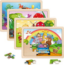 SYNARRY Large Animals Wooden Puzzles for Kids 4 in 1 Gift Box(12.2 * 9.4 in) - FSC Certified, Jigsaw Puzzles for Toddlers 3-5, Puzzles for Kids Ages 4-6, Wood Toys Gifts for 3 4 5 Year Old Boys Girls by TinyTreasures Baby Boutique