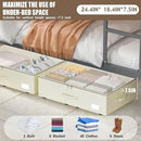 Under Bed Storage with Wheels, No Assemble Required 7.5 inches height Under Bed Storage bins,Large capacity Rolling Under bed Shoe Storage containers，dorm under bed storage drawers by CozyNest Decor