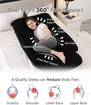 Pregnancy Pillow, Full Body Maternity Pillow 57 inch, with Removable Washable Cover - Sleep Support for Legs, Back, Neck, Shoulder, HIPS, Belly for Pregnent Women, Velvet (Coal-Black) by TinyTreasures Baby Boutique