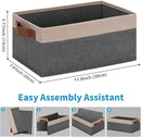 GhvyenntteS Small Fabric Storage Bins 6 Pack, 11.8" x 7.87" x 5.11" Storage Basket with Leather Handles, Closet Storage Bins for Shelves, Storage Baskets for Shelves, DVD Storage (Grey/Beige Yellow) by CozyNest Decor
