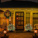 2 Pack Lighted Artificial Christmas Urn Filler, Battery Operated Pre-lit Xmas Pine Trees, Tripod Stake and 60 LED Lights, Holiday Porch Decorations for Porch, Yard, Garden, Flower Beds（Warm White） by CozyNest Decor
