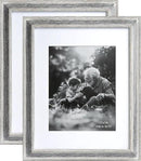 Yaetm 11x14 Rustic White Wood Picture Frame with Mat for 8x10, Weathered Solid Wood Frame with Real Glass, Distressed White Wooden Photo Frames 11 x 14 for Tabletop & Wall Mount, 2 Pack by CozyNest Decor