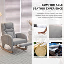 Rocking Chair Nursery, Modern Glider Chair with Adjustable Footrest and Solid Wood Legs, High Backrest Nursery Chair with Side Pocket, Rocker Armchair for Living Room Bedroom, Cotton Linen Light Gray by TinyTreasures Baby Boutique