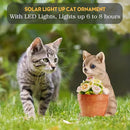 Muldale Cat Solar Light - Cat Garden Statue Outdoor - Solar Powered Cat Garden Decor for Outside - Hand Painted Floral Plant Pot Light Up Cat by GreenHaven Gardens