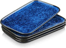 vancasso Stern Serving Platters Set of 4, 11 Inches Rectangular Ceramic Serving Plates, Blue Serving Trays for Entertaining by CozyNest Decor