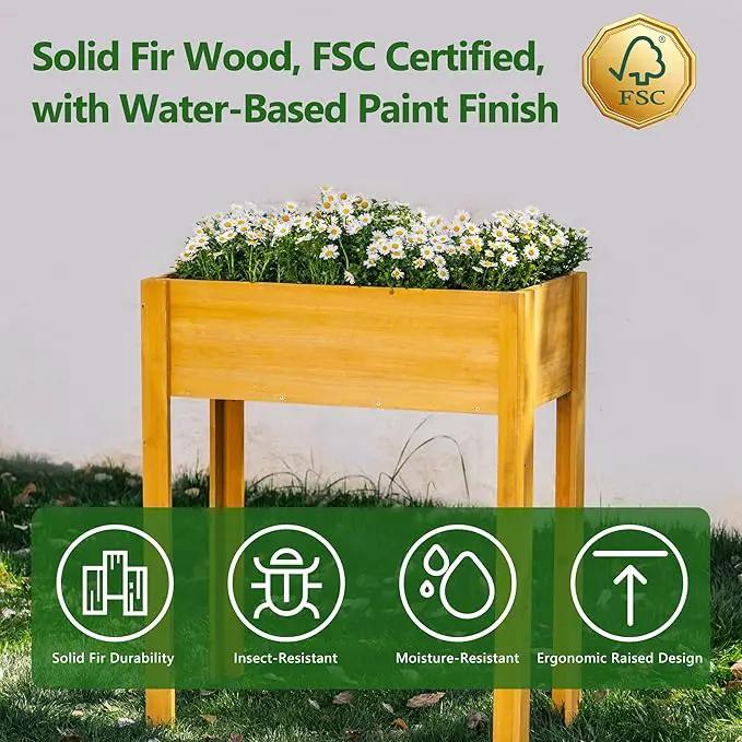 Premium Fir Wooden Raised Garden Bed with Four Legs for Backyard and Balcony Gardening,Suitable for Indoor and Outdoor use,33.07''×15.75''×38.58'', photo 3 of 6