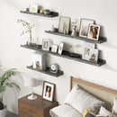 Picture Ledge Wall Shelves - Set of 3, 16 Inch Width, Solid Pine Wood Rustic Floating Ledge Shelves for Kids' Room, Bedroom, Kitchen, Bathroom, Living Room, Nursery Display Decor, Grey by CozyNest Decor