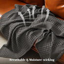 PHF 100% Cotton Waffle Weave Throw Blanket, Soft Lightweight Breathable Cozy Summer Throws for Couch Bed Sofa, Luxury Aesthetic Woven Blanket for Home Decor & Office, 50"x60", Charcoal Grey by CozyNest Decor