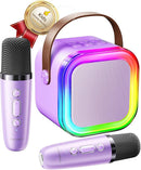 Kinglucky Mini Karaoke Machine for Kids, 2025 TOP Birthday Gifts Ideas for 3-12 Year Old Girls, Christmas Party Gifts Kids' Personal Video Players Accessories with 2 Wireless Microphones - Purple by TinyTreasures Baby Boutique