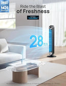 Dreo Tower Fan for Bedroom, Upgraded DC 9 Speeds 25dB Ultra-Quiet Floor Fan, 90° Oscillating Fans with 28ft/s Velocity, 12H Timer, Standing Fan, Bladeless Fan Powerful for Home Office Room by CozyNest Decor