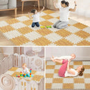 Skyweaver 36 Tiles Soft Non-Toxic Baby Play Mat for Floor EVA Foam Jigsaw Puzzle Play Mat, Interlocking Squares with 0.6inch for Babies, Toddlers & Kids Gym, Nursery, Playroom, Light Brown by TinyTreasures Baby Boutique