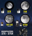 SpectrumOI TourStar Pro 70 AZ Maksutov Telescope for Adults High Powered, Premium Maksutov AZ 70mm Aperture 750mm Focal Length with Aspherical Eyepiece by TinyTreasures Baby Boutique