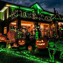 JMEXSUSS 2 Pack Green Solar Halloween Lights Each 66ft 200 LED Green Solar Lights Outdoor, 8 Modes Copper Wire Solar Fairy Lights for Garden Yard Patio Christmas Halloween Decorations