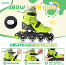 2PM SPORTS Inline Skates with Light Up Wheels, Roller Skates Blades for Boys Girls Kids Ages 5-8 8-12 4-6 6-12, Size Adjustable Beginner Blades Roller Skates by TinyTreasures Baby Boutique