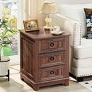 Farmhouse Night Stand Set of 2, 18" End Table with 3 Drawer Metal Handle, Dresser for Bedroom, Sofa Bed Side Table Chest of Drawers,Wood Nightstand Cabinet for Organizer, Living Room-Brown by CozyNest Decor