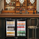 Tylza Back Bar Cooler With 2 Glass Doors, 200L Under Counter Back Bar Refrigerator with LED Lighting, Safety Locks, Counter Height Bar Beverage Cooler for Beer, Soda Drinks, Wine, Black by CozyNest Decor