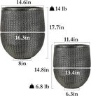 Worth Garden Large Round Planters Set of 2 (14.5"x17.5" & 12" x15“) - Lightweight Magnesium Oxide Cement Plant Pot with Texture - Concrete Look with Drainage Hole – Indoor & Outdoor Use - Black Gold by CozyNest Decor