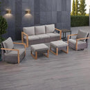 Outdoor Wicker Patio Furniture Set - 6 Piece Patio Conversation Set with 2 Wicker Swivel Rocker Chairs,2 Rattan Ottoman,1 Side Table and 1 Couch,Thick Cushions,Deep Seating(Brown/Grey) by CozyNest Decor