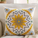 Embroidered Throw Pillow Cover 18x18 Classic Boho Floral Pattern Pillows Cover Outdoor Decorative Pillowcase,Durable Cozy Textured Cushion Case for Sofa Couch Bed Living Room,Yellow by CozyNest Decor
