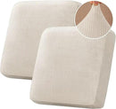H.VERSAILTEX Velvet Stretch Couch Cushion Cover Plush Cushion Slipcover for Chair Loveseat Sofa Cushion Furniture Protector Seat Cushion Sofa Cover (2 Piece Large Sofa Cushion Covers, Ivory Striped) by CozyNest Decor