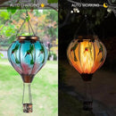 Hummingbird Hot Air Balloon Hanging Solar Lantern Lights, Flickering Flame Solar LED Candle Lights Outdoor Garden Decorative Metal & Glass Waterproof Lanterns for Yard Patio Farmhouse Decoration by GreenHaven Gardens