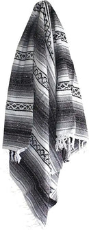 Del Mex Classic Mexican Blanket, Large Authentic Woven Falsa Throw (70"x50"), Artisan Southwest Décor for Beach, Yoga, Outdoors (Gray) by CozyNest Decor