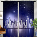 City Rod Pocket Blackout Curtains for Boy Girl Bedroom, New York Skyline Modern City Starry Sky Night View Thermal Insulated Home Window Drapes for Living Room Darkening, 84x72 inch by TinyTreasures Baby Boutique