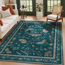 6x9 Rugs for Living Room with Insect Print - Bug Rug Non-Silp Stain Resistant Soft Carpet for Bedroom, Low Pile Ultra-Thin Machine Washable Carpet for Dining Room, Kids Nursery, Office (6'x9' Teal) by TinyTreasures Baby Boutique