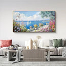 XLSJERST Large Coastal Wall Art - Ocean Seascape Canvas Yellow Green Flowers Painting Landscape Sailboat Picture Artwork Modern Large Framed for Living Room Bedroom Home Office Decor 24x48 by CozyNest Decor