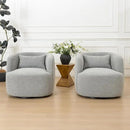 KINWELL 34" Wide Sherpa Swivel Barrel Chairs Set of 2, No Assembly Round Boucle Upholstered Accent Chairs Armchairs Single Sofa Chair with Toss Pillow for Living Room and Bedroom, Gray by CozyNest Decor