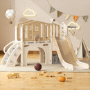 YUFU 8 in 1 Toddler Slide Set, Kids Slide for Toddlers Age 1-3, Toddler Playset with Climber, Basketball Hoop and Ball, Outdoor Indoor Playground for Toddlers 1-3 (Beige+Coffee) by TinyTreasures Baby Boutique