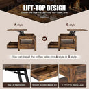 Rolanstar Coffee Table, Lift Top Coffee Table with Drawers and Hidden Compartment, Retro Central Table with Wooden Lift Tabletop, for Living Room,Rustic Brown by CozyNest Decor