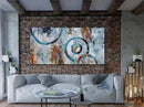 Arjun Abstract Wall Art Geometric Canvas Circle Painting Modern Grey Brown Picture Simple Artwork Framed for Bedroom Living Room Bathroom Home Office Wall Décor, Large Size 48"x24" by CozyNest Decor