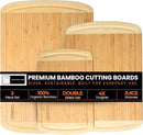 Bamboo Cutting Board Set – Charcuterie & Chopping Boards for Kitchen, Large & Small Sizes, Safe Cutting Boards for Meat, Cheese, Pizza – Home & Kitchen Gift Idea by CozyNest Decor