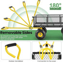 Homdox MAX 880 Lbs Garden Cart, Heavy Duty Foldable Mesh Steel Garden Wagon with 180° Rotating Handle and 10 Inch Tires, Pullable Yard Cart for Yard Garden Beach Farm, Yellow with Bag by GreenHaven Gardens