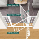 BABELIO 36" Extra Tall Dog Gate, 26-40" Wide Auto Close Baby Gate, Pressure Mounted Metal Pet, Easy Install No Drilling, No Tools Required, With Wall Protectors and Extension Kits, White by TinyTreasures Baby Boutique