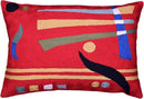 Lumbar Kandinsky Red Abstract Pillow Cover Modern Throw Pillowcase Chair Cushion Contemporary Farmhouse Pillowsham Couch Handembroidered Wool Size 14x20 by CozyNest Decor