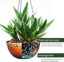 12 inch Hanging Planters for Indoor Outdoor Plants, 2 Pack Large Hanging Flower Pots with Drainage Holes and Chain, Glazed Hanging Baskets for Home Garden Decoration, Orange by GreenHaven Gardens
