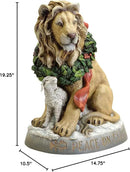 Joseph's Studio by Roman - Lion and Lamb Figure, Verse - Peace on Earth, 19.25" H, Resin and Stone, Christmas Decoration, Collection, Durable, Long Lasting by GreenHaven Gardens