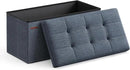 SONGMICS Mazie Collection - 30 Inches Folding Storage Ottoman Bench, Ottoman Foot Rest, End of Bed Bench, Storage Chest, Load 660 lb, for Living Room, Bedroom, Entryway, Misty Blue ULSF047Q01 by CozyNest Decor