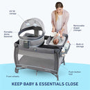 Graco Pack n Play Travel Dome DLX Playard, Astin with Portable Bassinet and Integrated Storage Organizer by TinyTreasures Baby Boutique