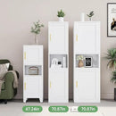 47.24" H Metal Narrow Bathroom Storage Cabinet Pantry Storage Cabinet, 2 Adjustable Shelves for Kitchen, Home Office, Living Room, Dinning Room (White) by CozyNest Decor